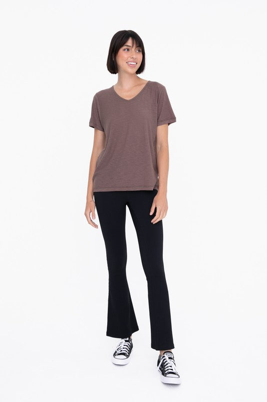 MONO B - Ribbed Flare High-Waist Leggings